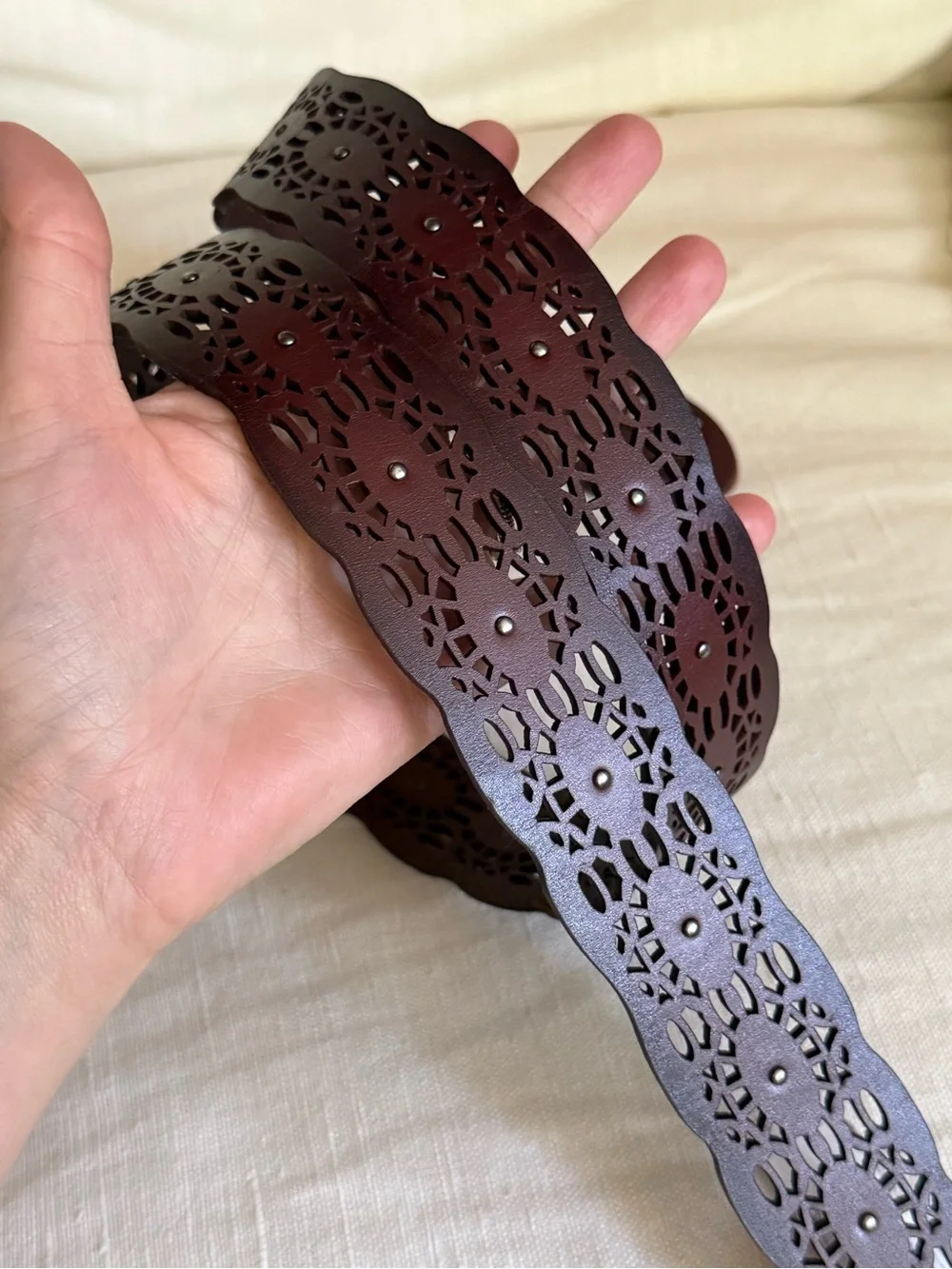 Lucky Brand bohemian-style women's brown leather belt NWT size large
